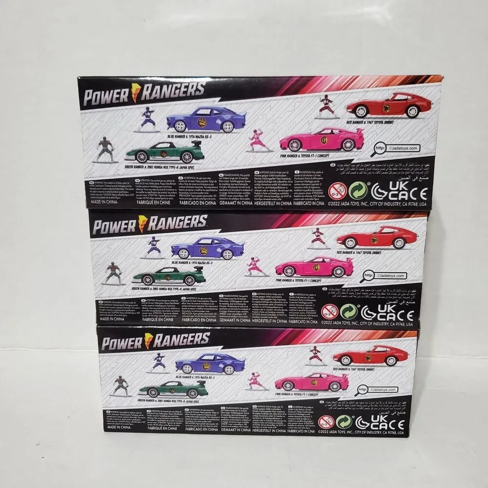 JADA Toys Power Rangers 1:24 Cars Green, Pink & Red Ranger Bundle Lot Of 3 New